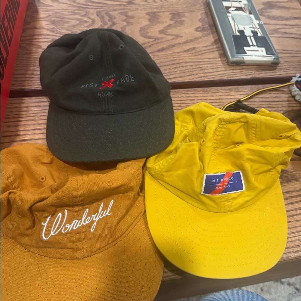 Best Made Co. Set of Three Caps - Green Wool, Orange, Yellow